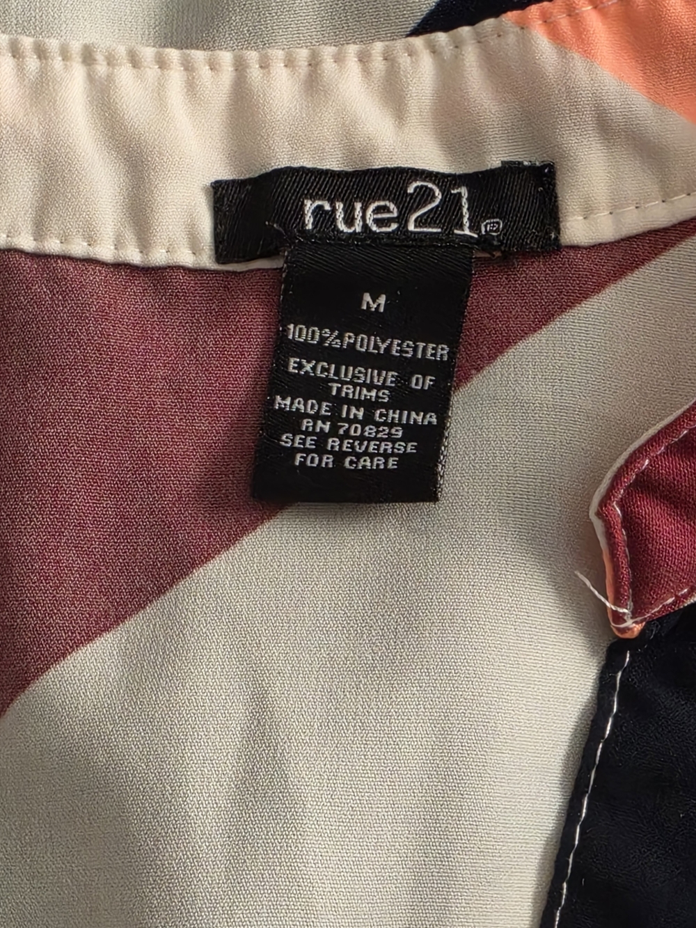 Rue21 Chevron Dress in White, Coral, Burgundy & Navy - Picture 2 of 3